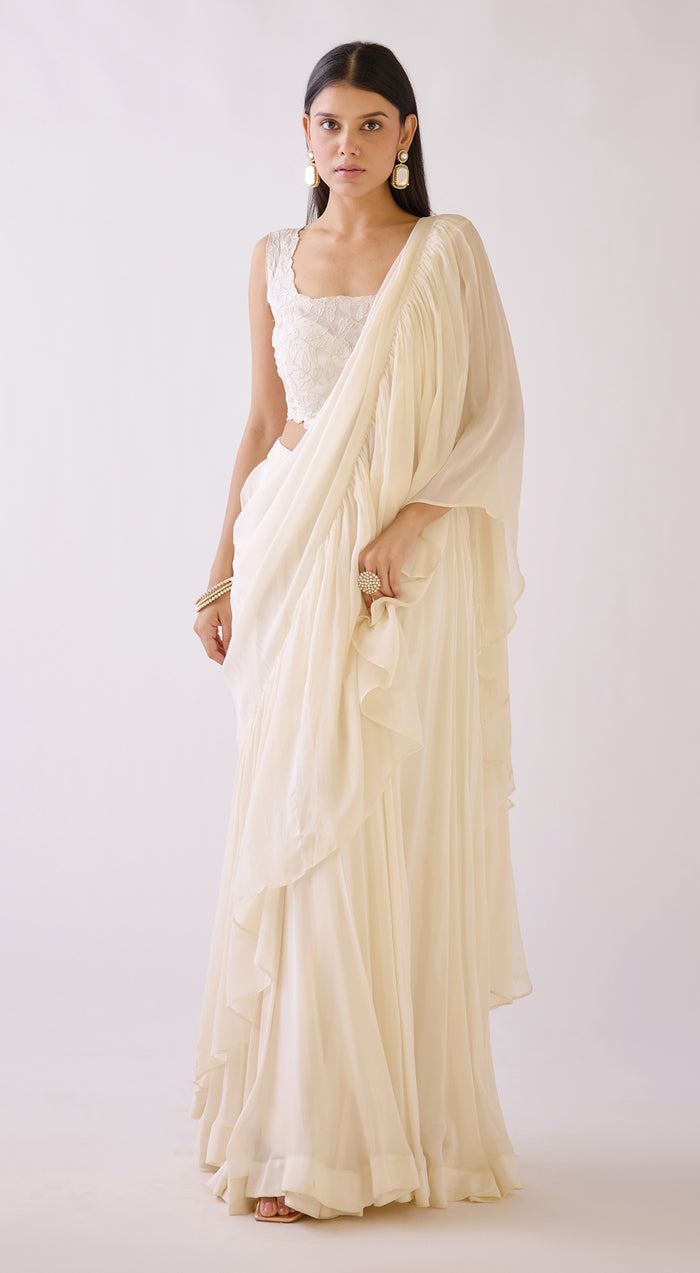 White Draped Saree