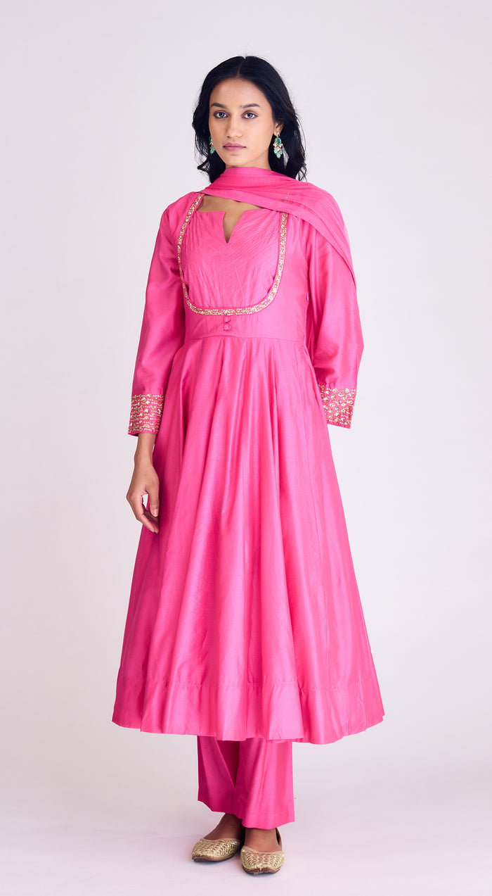 Pink Embroidered Anarkali