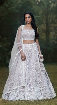 Lilac Lehenga Set with Thread Embroidery