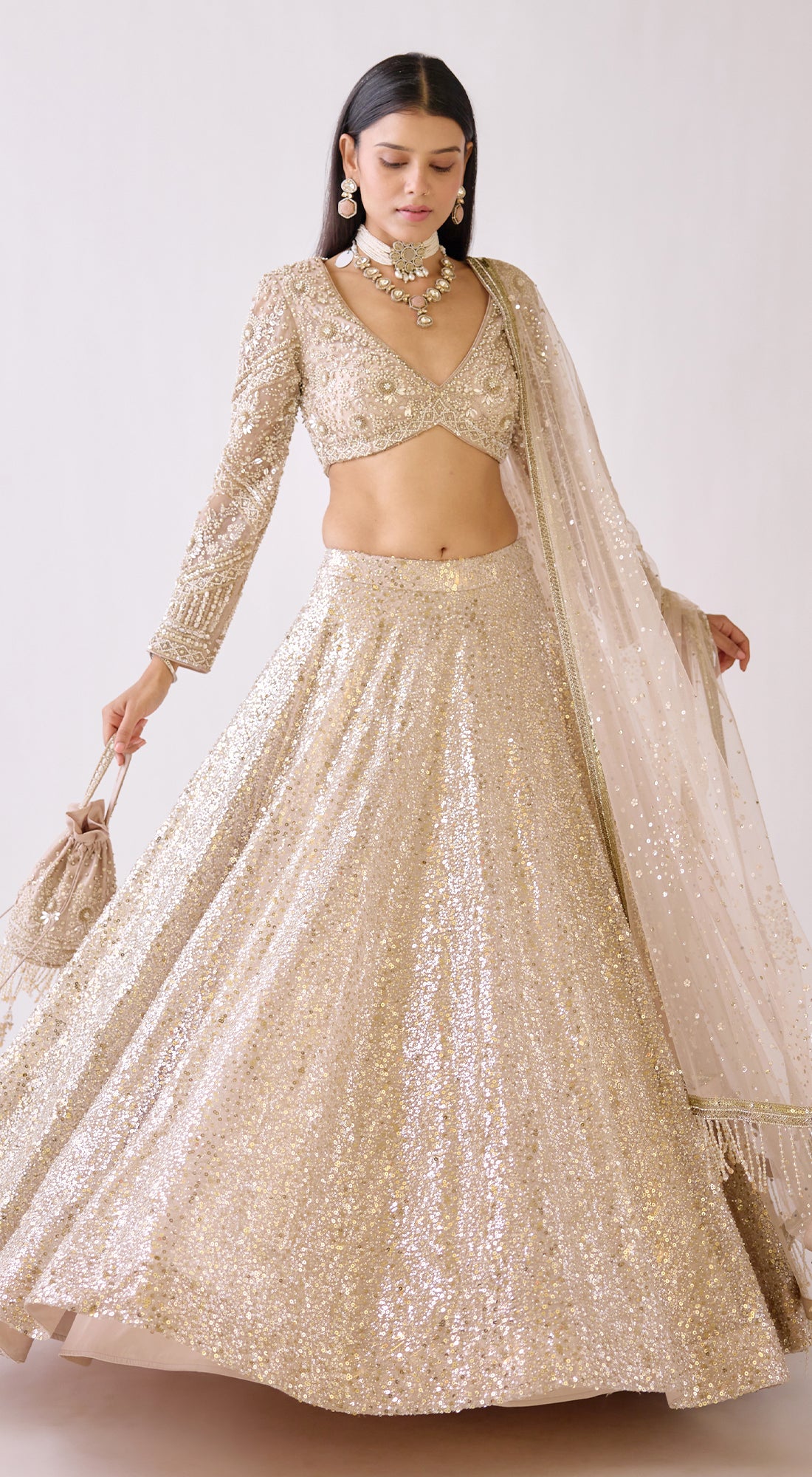 The Stardust Champagne Lehenga
