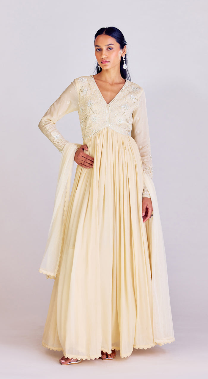 Ivory Embroidered Anarkali