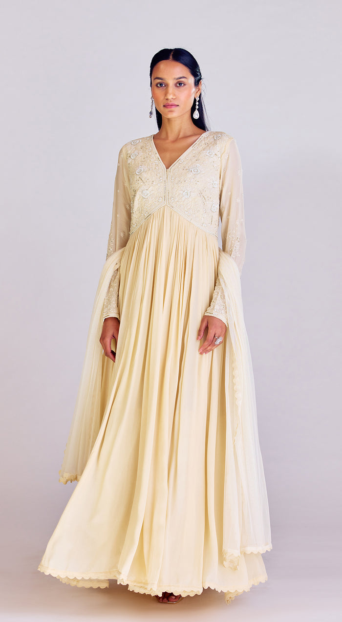 Ivory Embroidered Anarkali