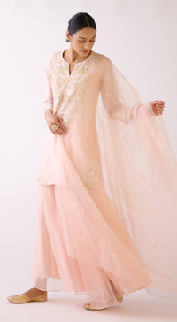 Baby Pink Embroidered Sharara Set