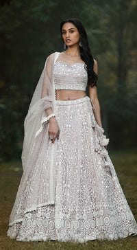 Lilac Lehenga Set with Thread Embroidery