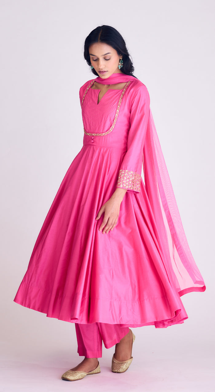 Pink Embroidered Anarkali