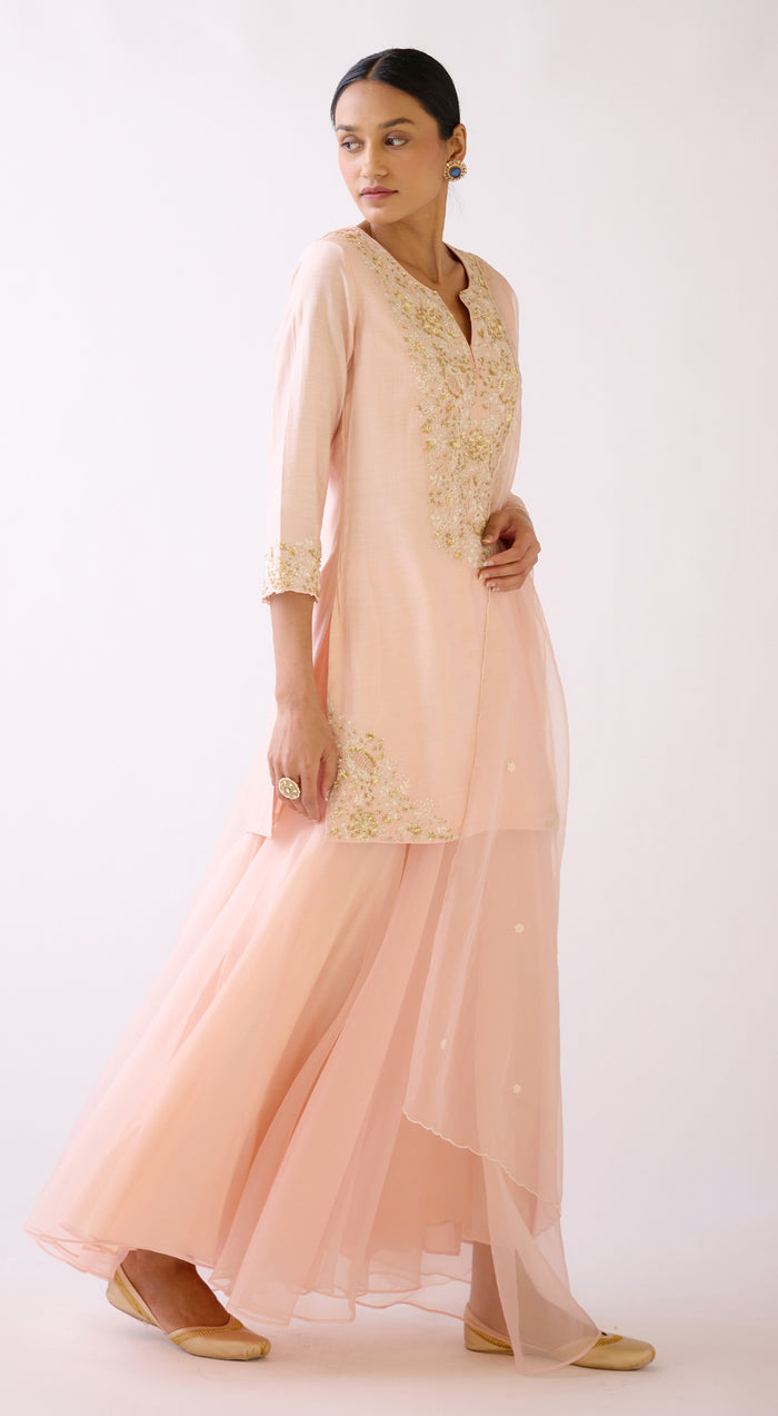 Baby Pink Embroidered Sharara Set