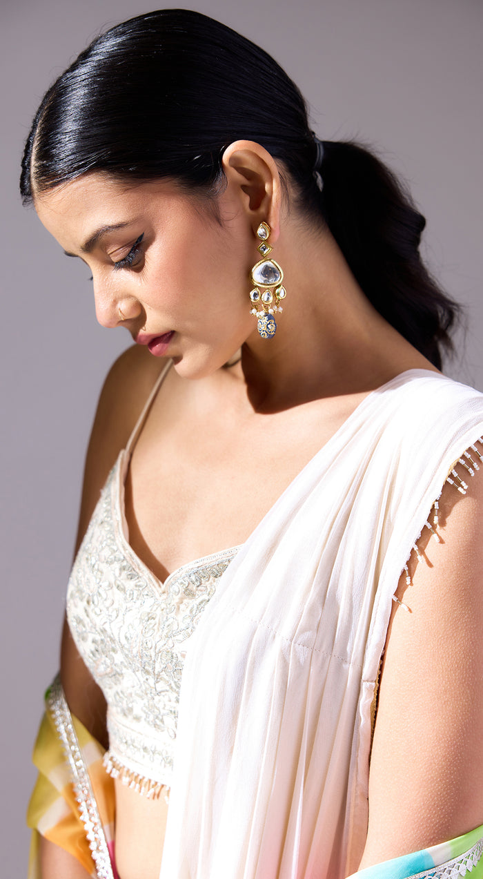 Ivory Pre-Draped Cape Saree