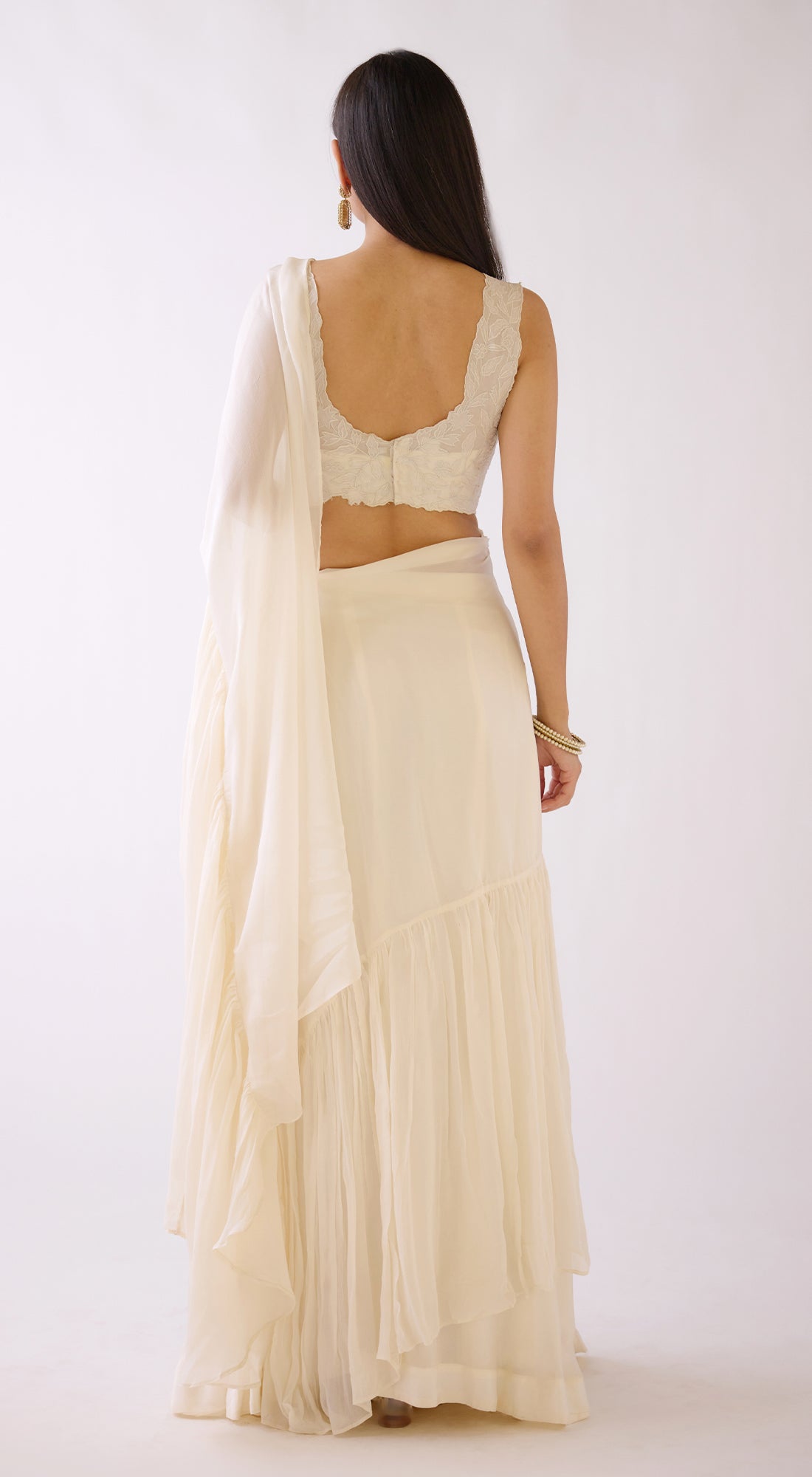 White Draped Saree