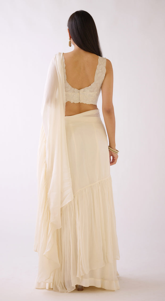 White Draped Saree