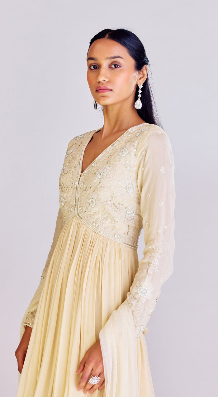 Ivory Embroidered Anarkali