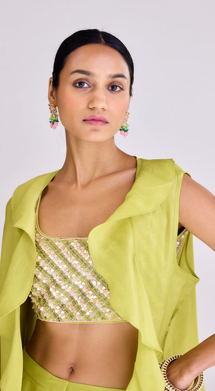 Lime Tissue Cape Set