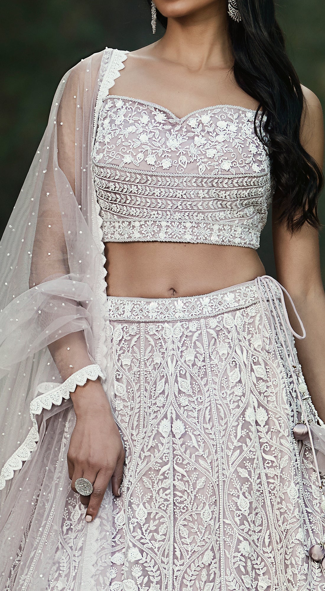 Lilac Lehenga Set with Thread Embroidery