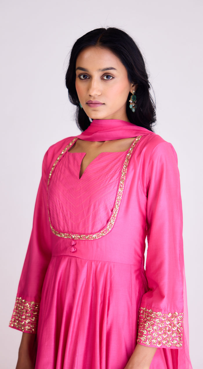Pink Embroidered Anarkali