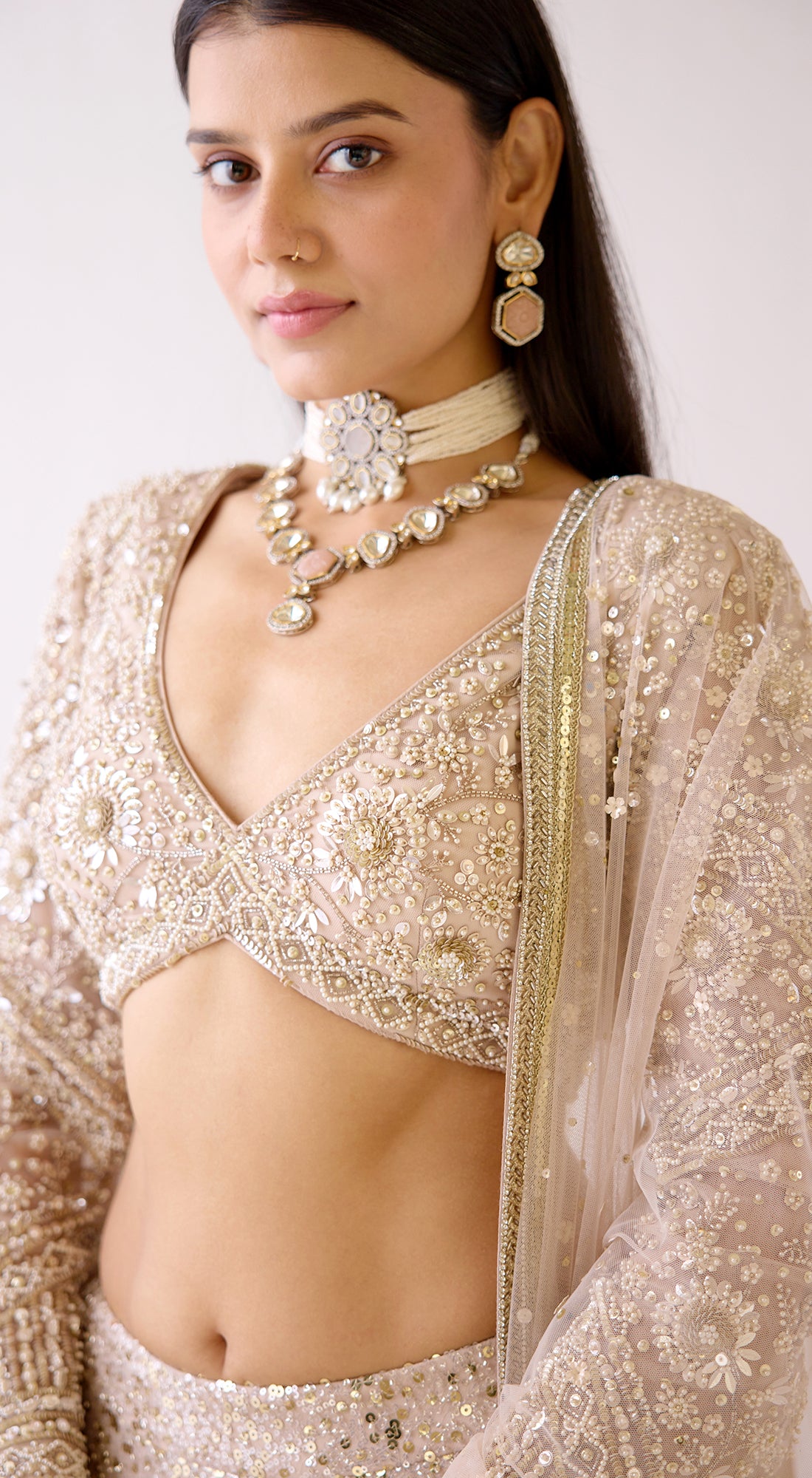 The Stardust Champagne Lehenga