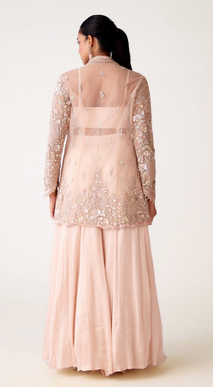 Baby Pink Embroidered Jacket Set