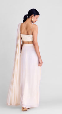 Ivory Pre-Draped Cape Saree