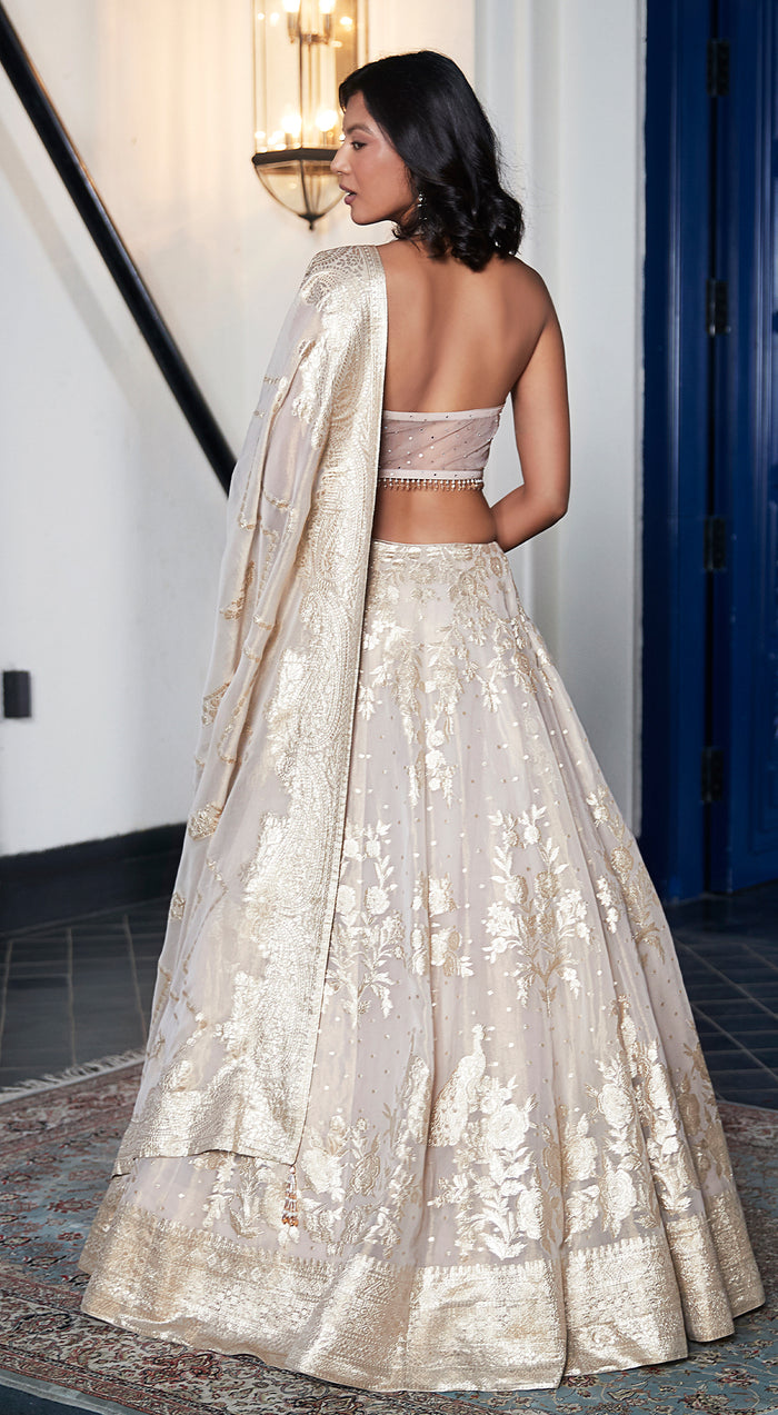Ivory Gold Banarasi Lehenga Set