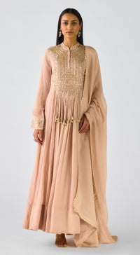 Blush Pink Chiffon Embroidered Anarkali Set