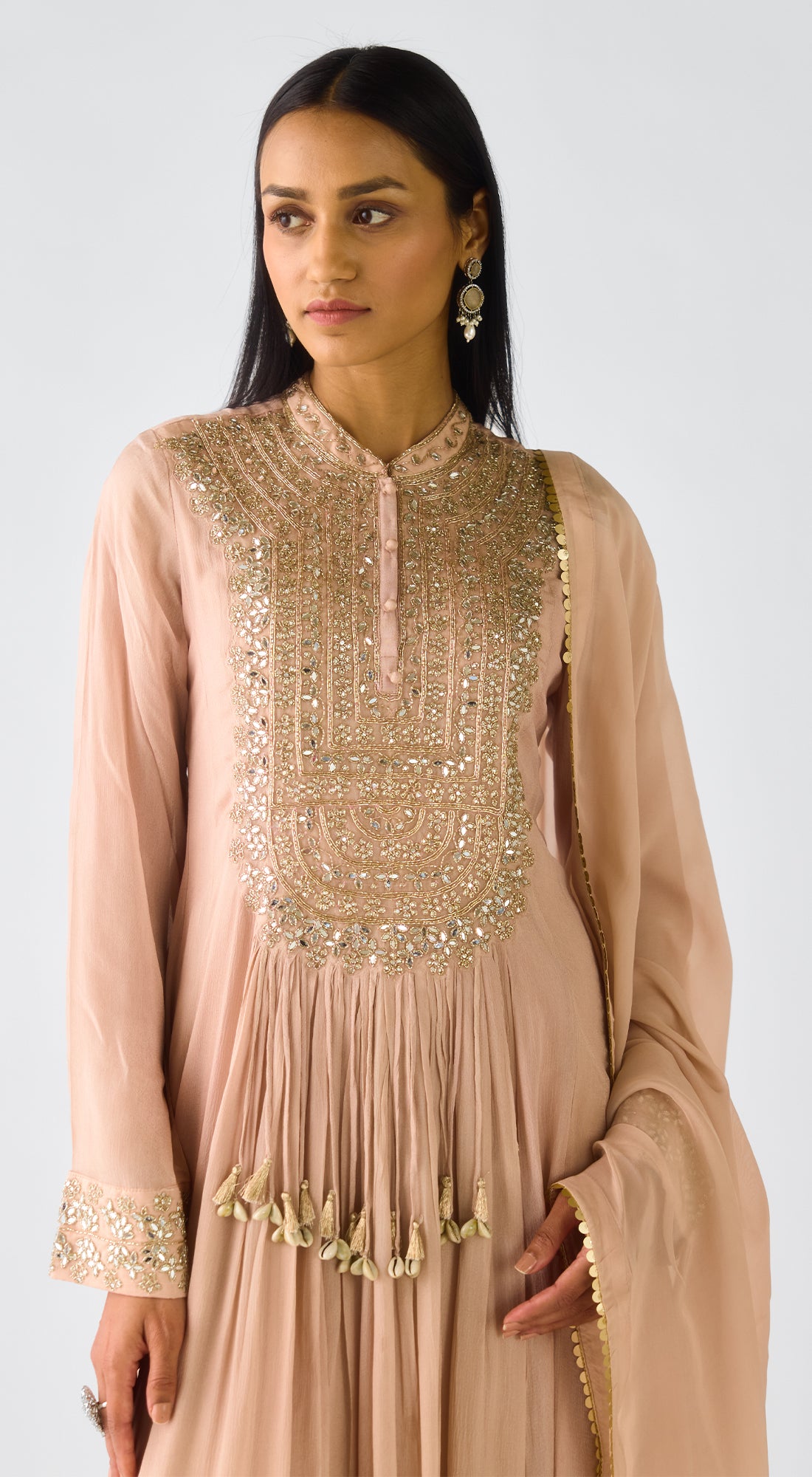 Blush Pink Chiffon Embroidered Anarkali Set
