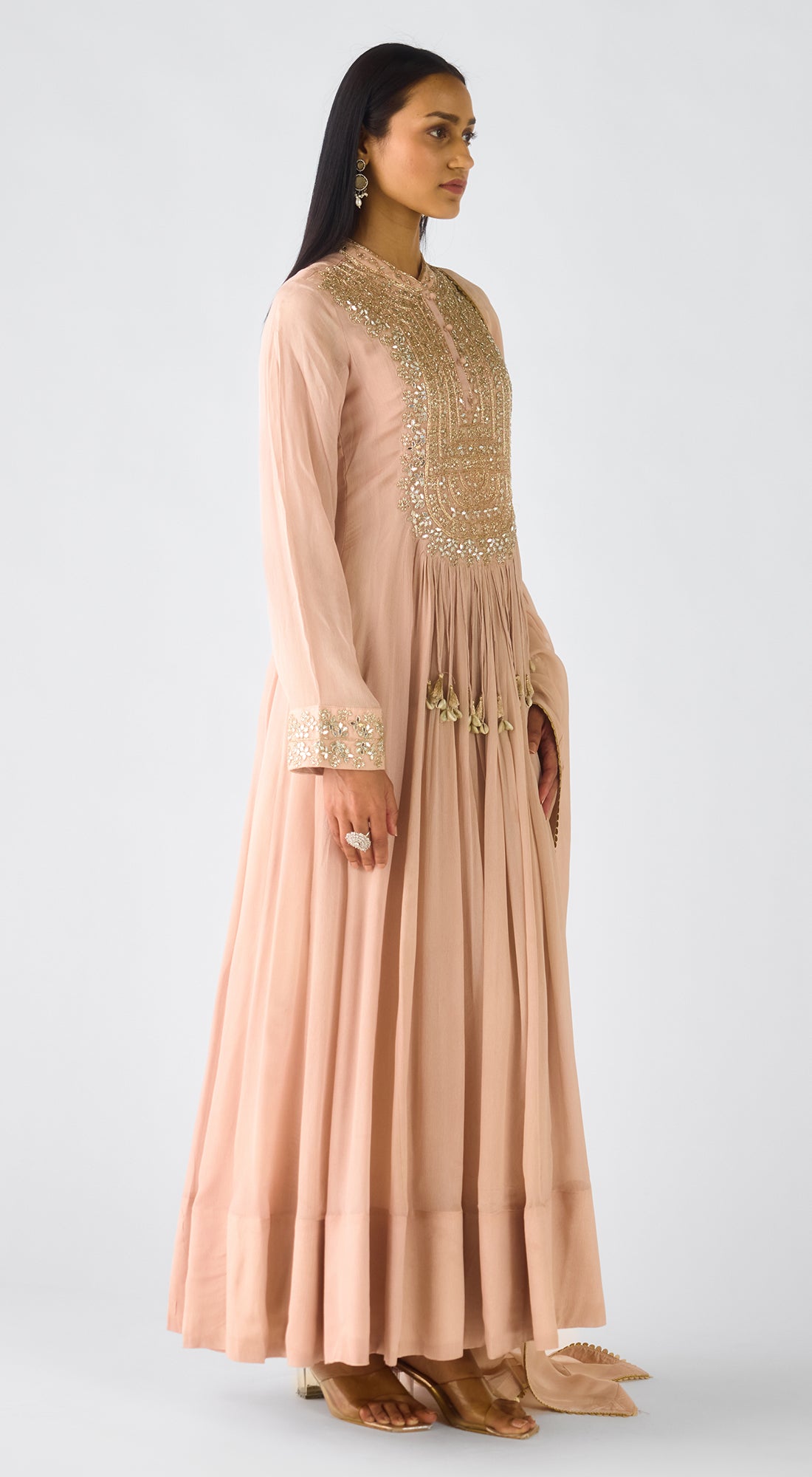 Blush Pink Chiffon Embroidered Anarkali Set