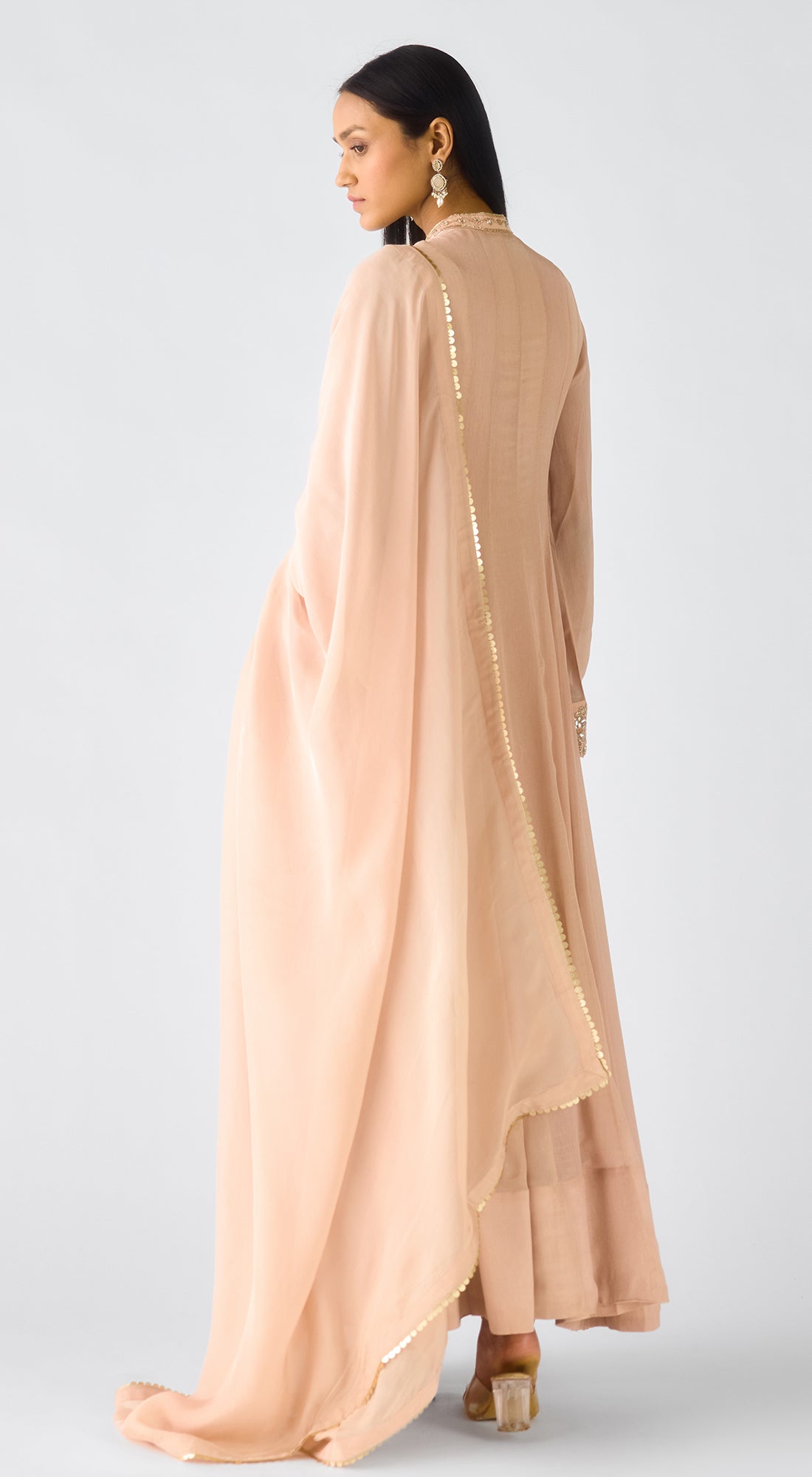 Blush Pink Chiffon Embroidered Anarkali Set