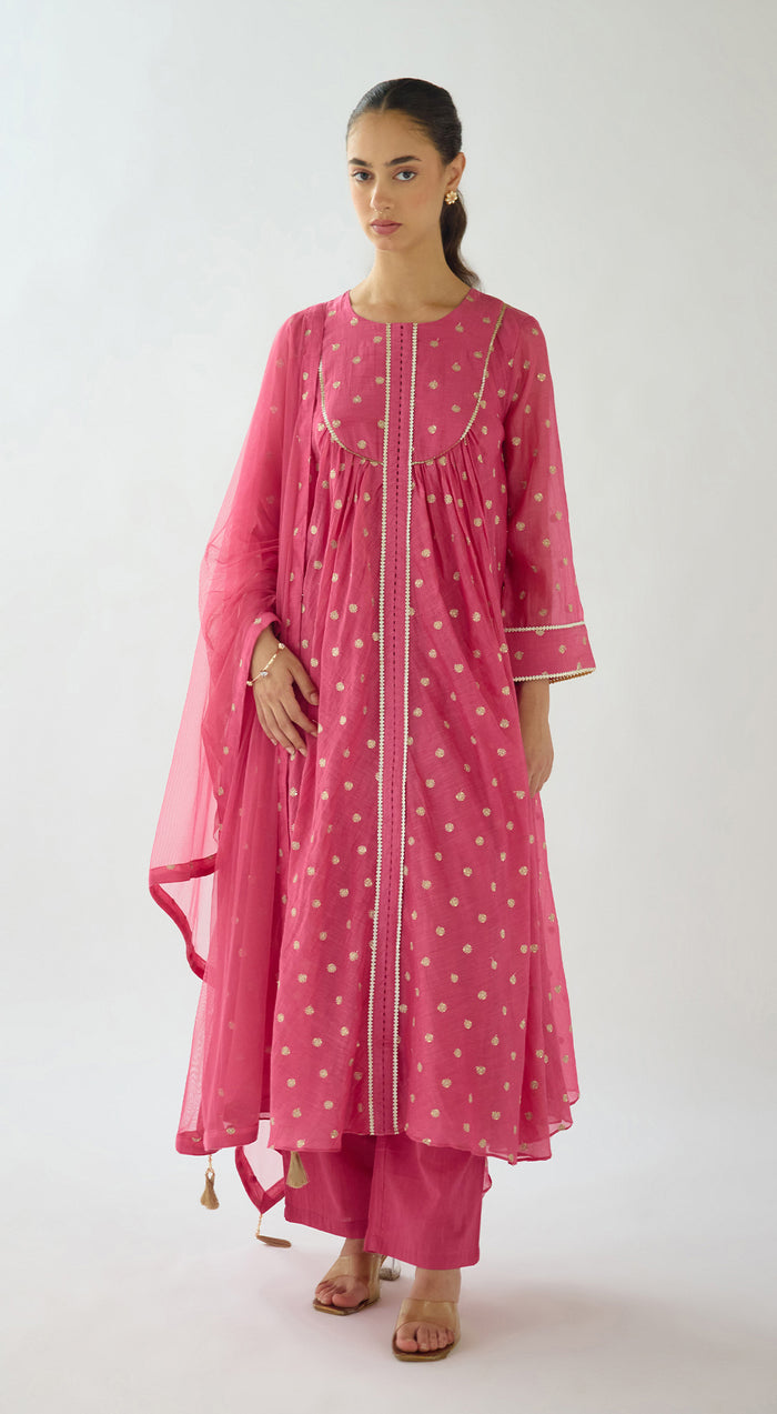 Pink Gulnoor Chanderi Suit Set