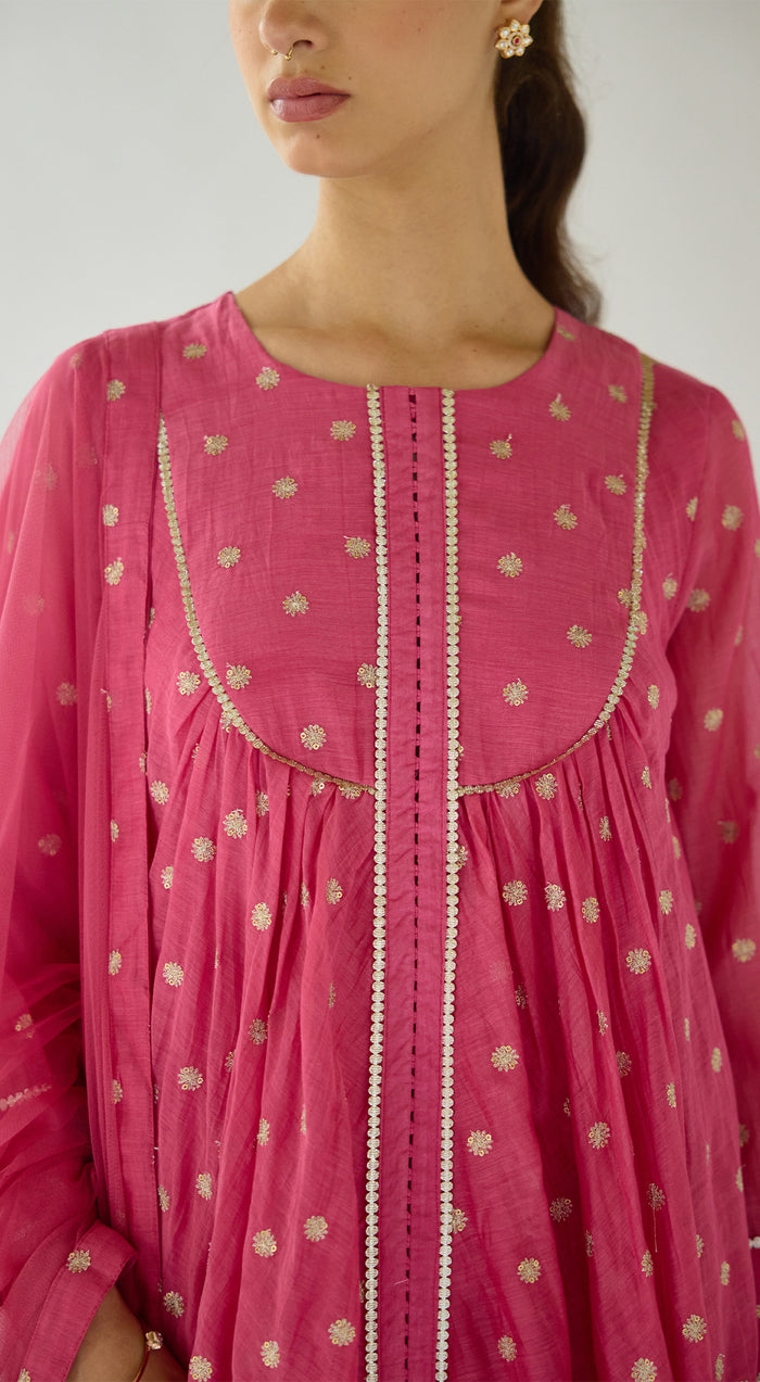 Pink Gulnoor Chanderi Suit Set