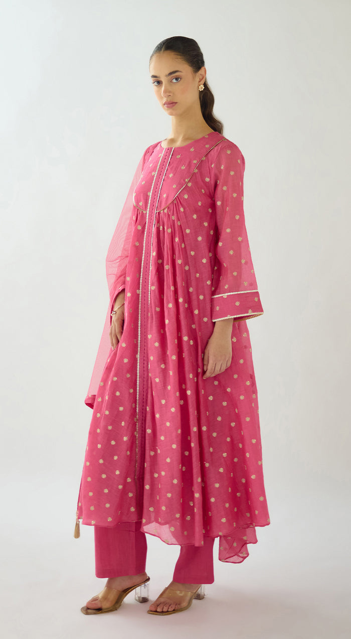 Pink Gulnoor Chanderi Suit Set