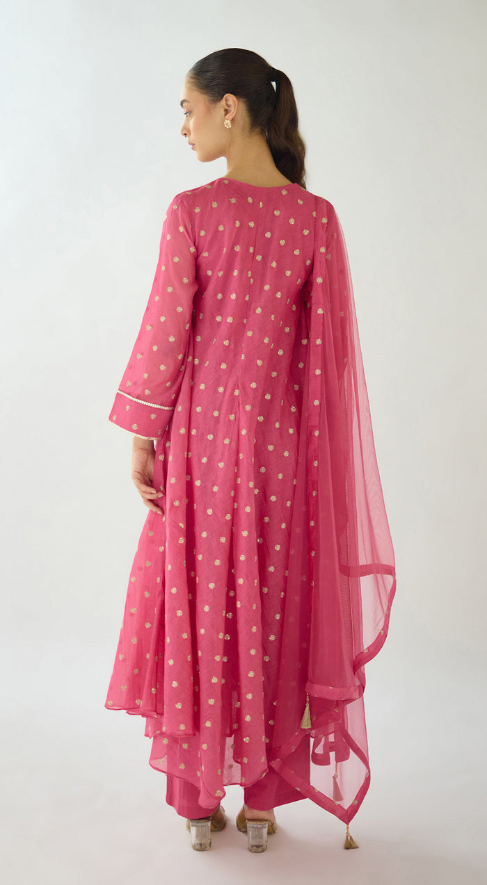 Pink Gulnoor Chanderi Suit Set