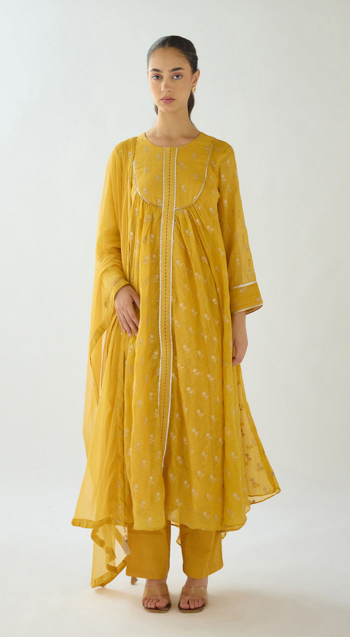 Yellow Bloom Chanderi Suit Set