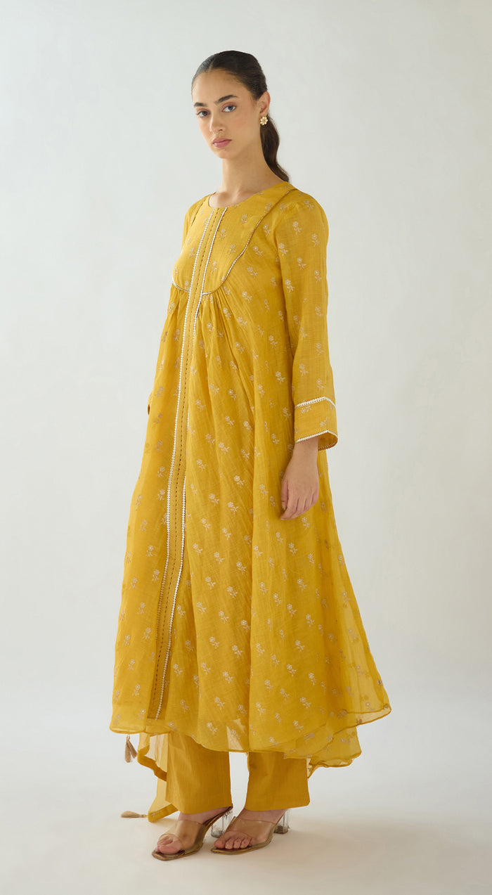 Yellow Bloom Chanderi Suit Set