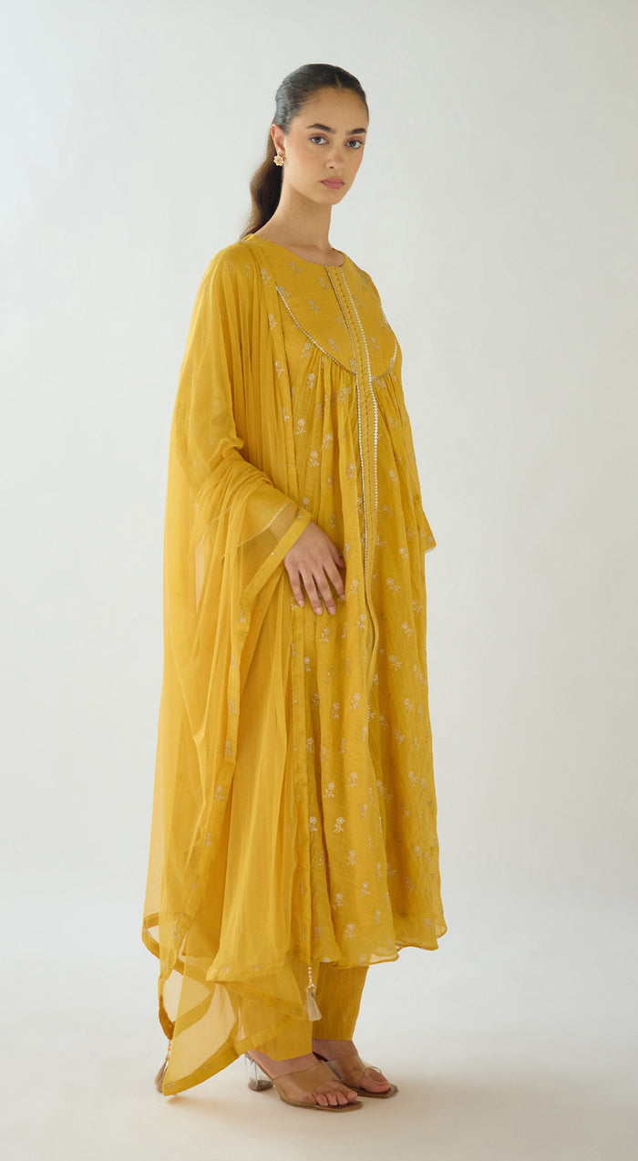 Yellow Bloom Chanderi Suit Set