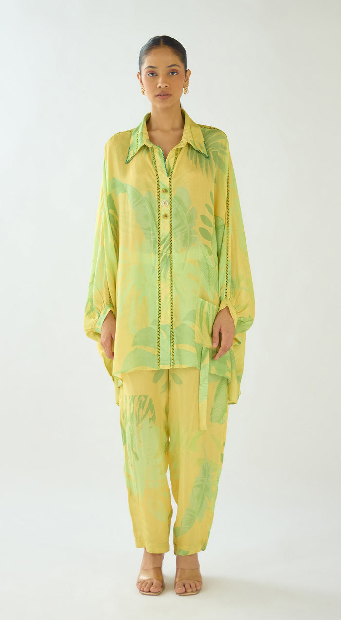 Lush Yellow Aura Muslin Co-ord Set