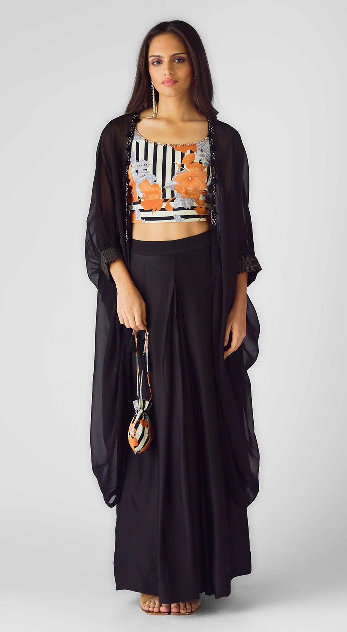 The Tangerine Mirage Sharara & Cape Set