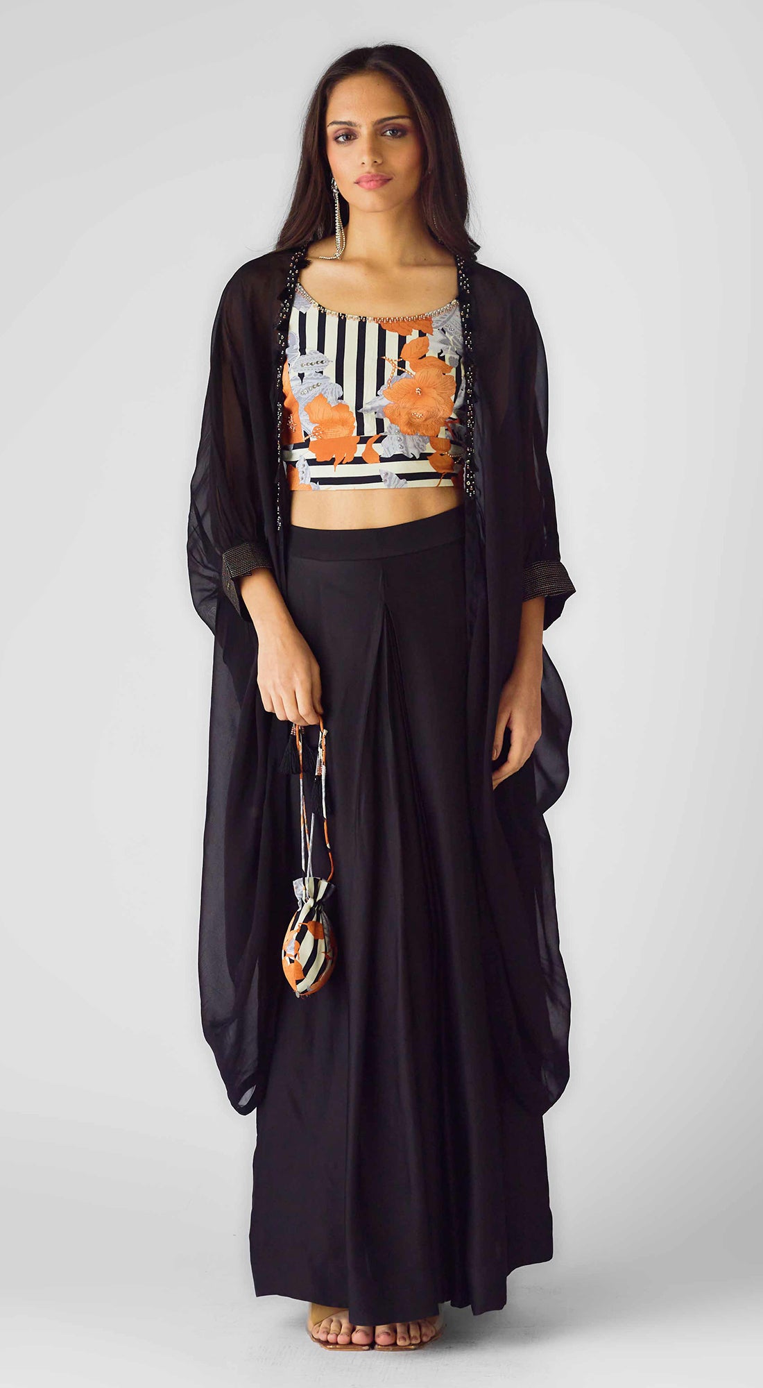 The Tangerine Mirage Sharara & Cape Set