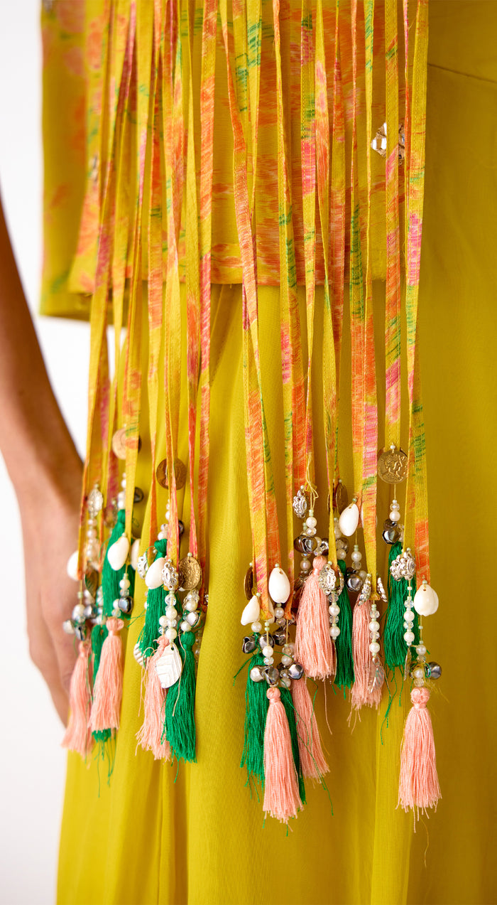 Yellow Organza Embroidered Sharara Set