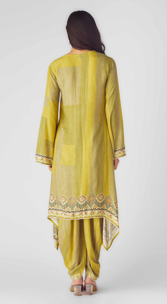 Lime Muslin Embroidered Suit Set