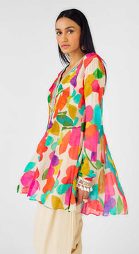 Multi Crepe Embroidered Abstract Dhoti Set