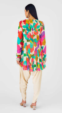 Multi Crepe Embroidered Abstract Dhoti Set