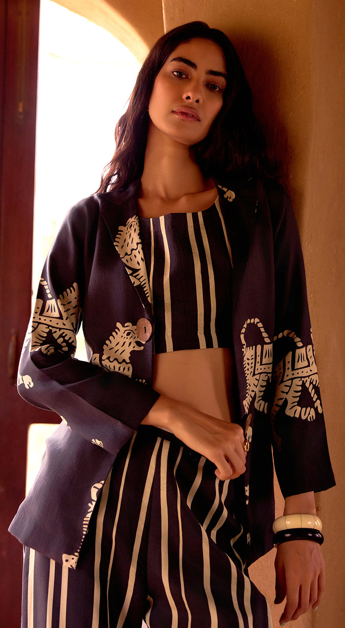 Black Stripes Abstract Co-ord Set