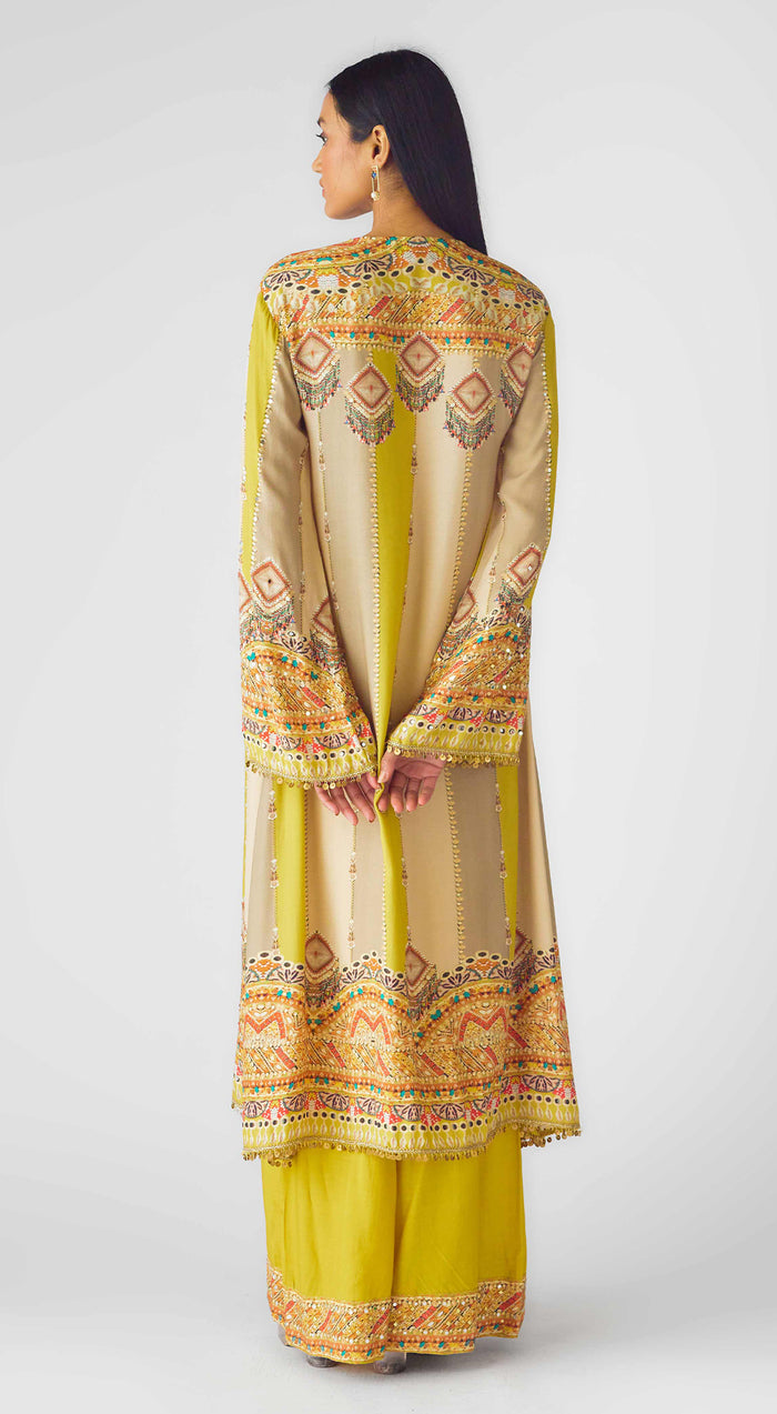 Lime Muslin Embroidered Suit Set