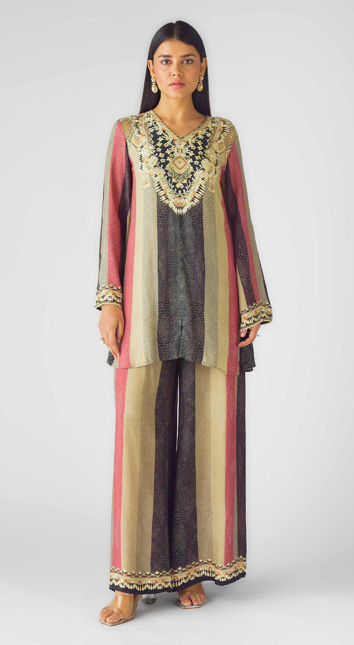 Pink Muslin Embroidered Co-ord Set