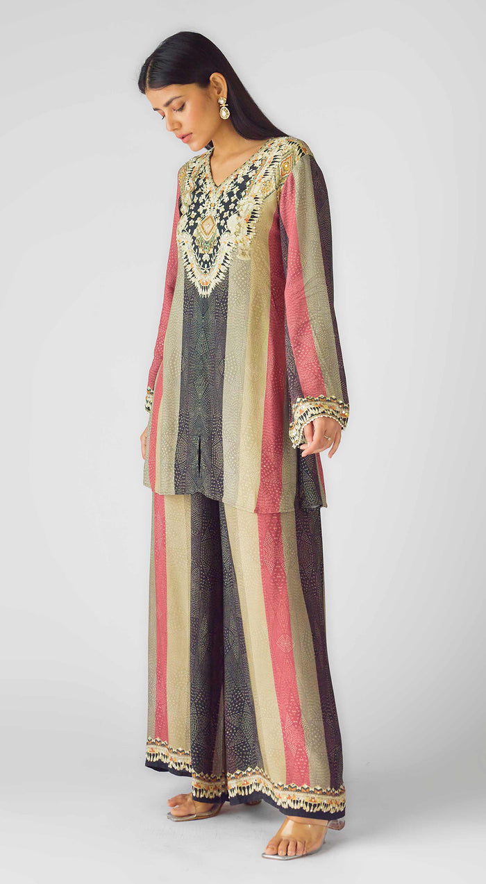 Pink Muslin Embroidered Co-ord Set