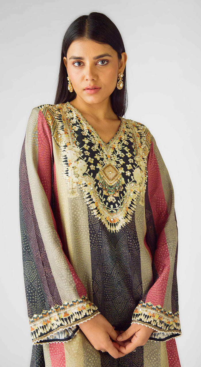 Pink Muslin Embroidered Co-ord Set