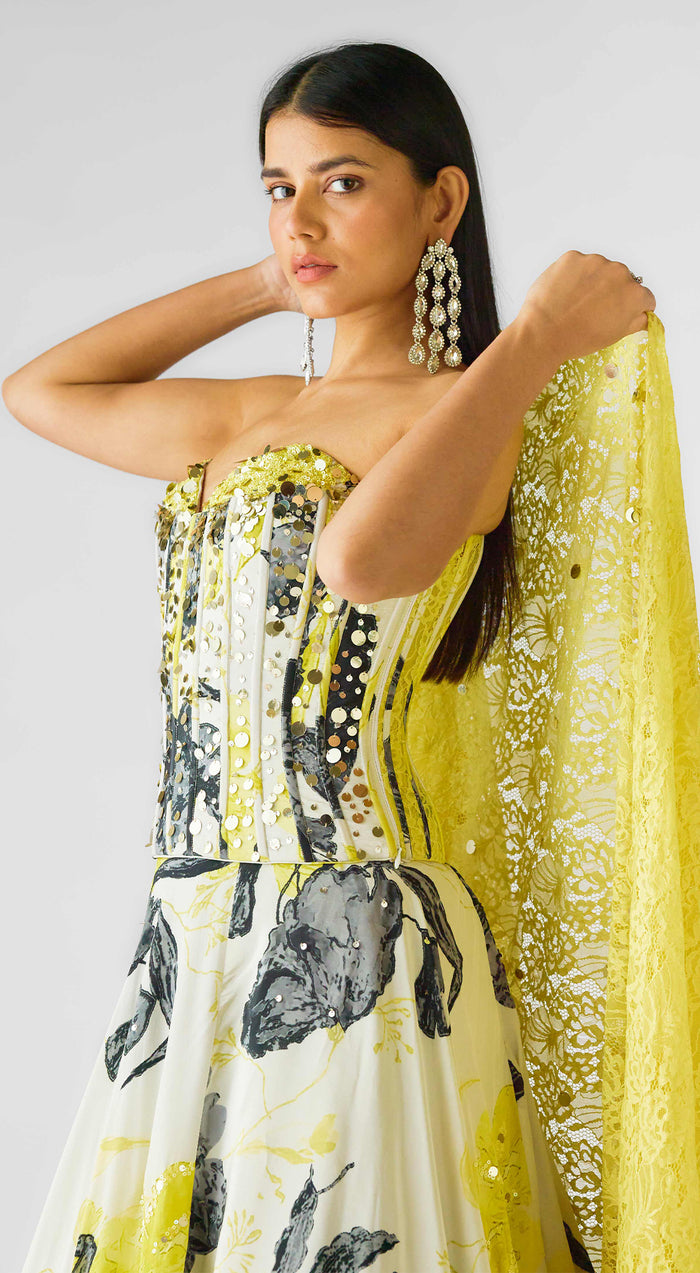 The Garden Of Eclipse Corset Lehenga