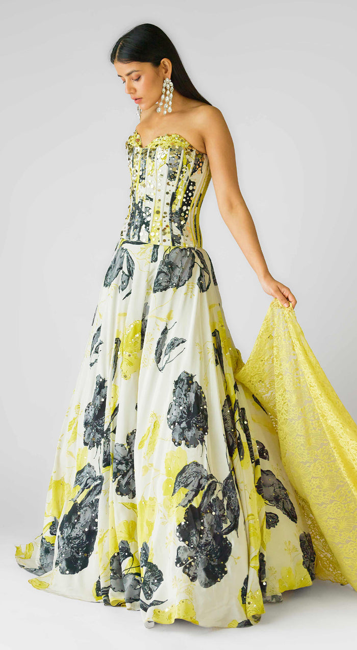 The Garden Of Eclipse Corset Lehenga