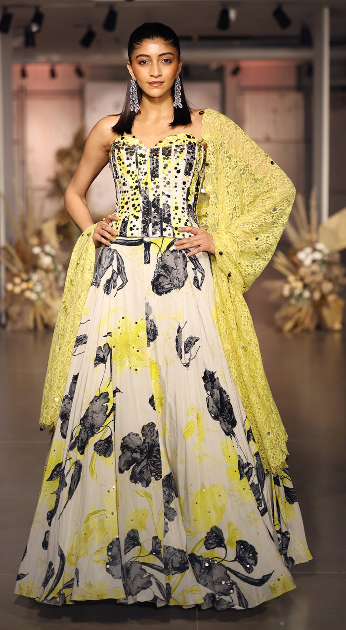 The Garden Of Eclipse Corset Lehenga