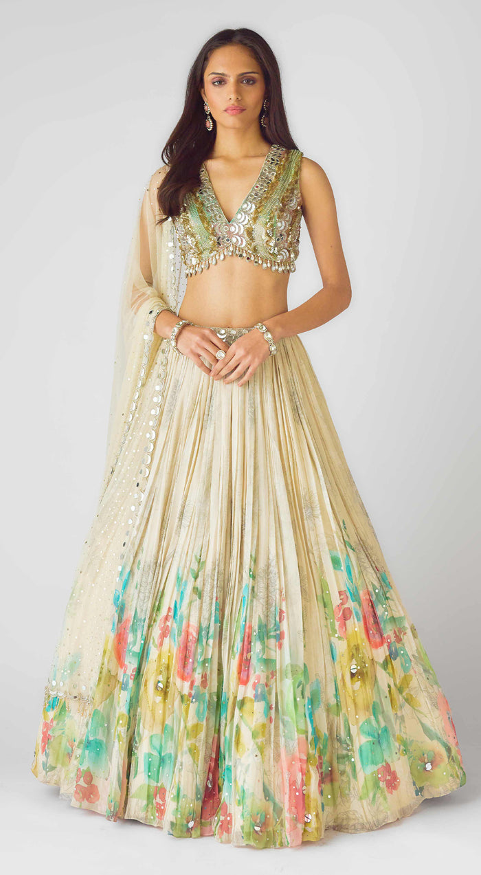 The Coral Wilderness Lehenga