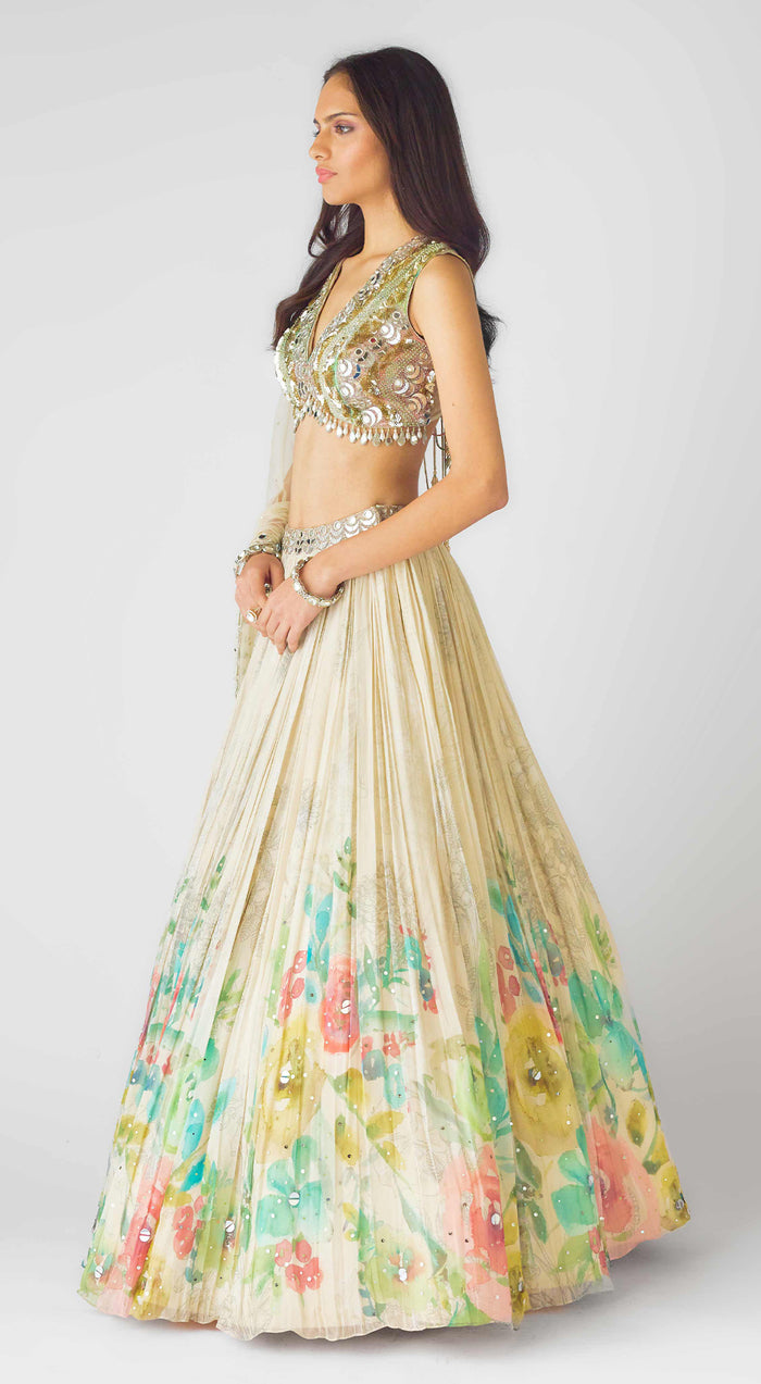 The Coral Wilderness Lehenga