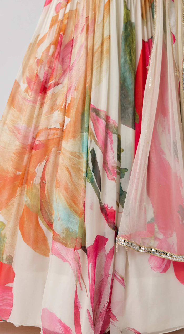 Multi Embroidered Lehenga Set